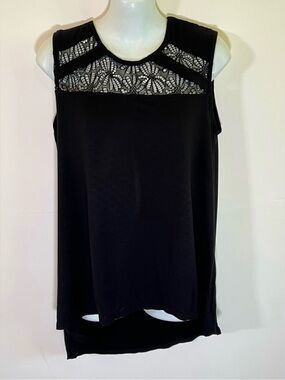 Women’s Black Lace Detail Sleeveless Shell Top Medium Business Casual